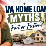 VA home loan myths infographic featuring mortgage loan officer Lisa Pinnick and common misconceptions about VA financing.